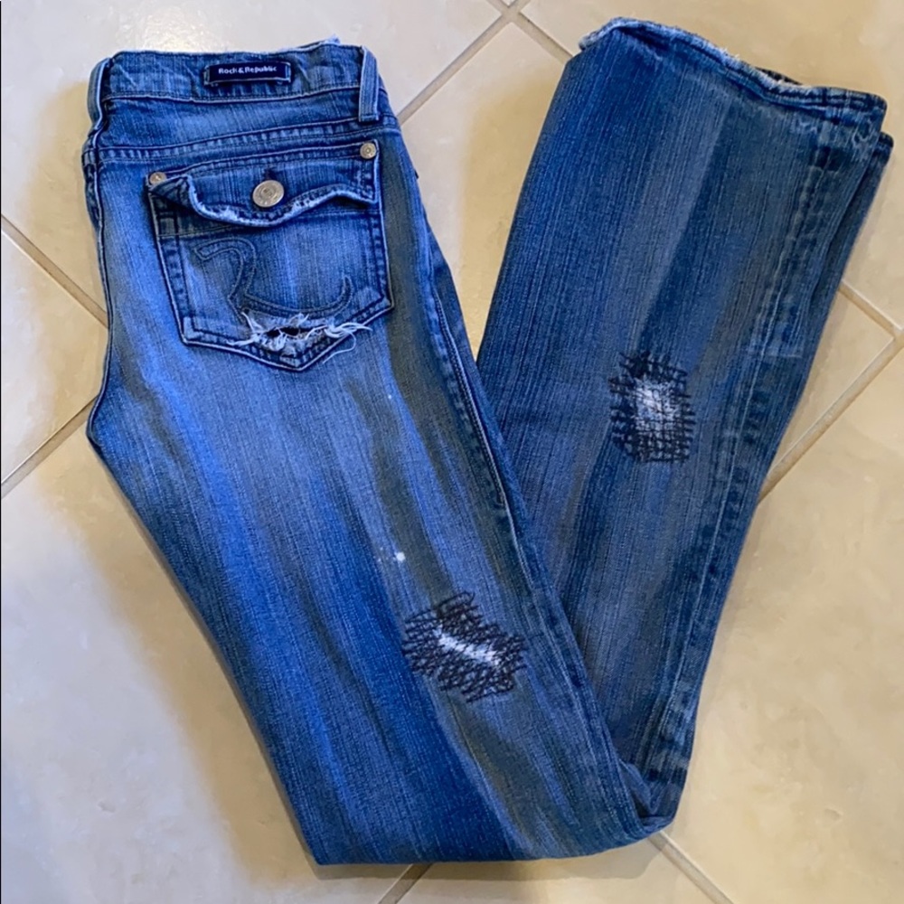 ROCK & REPUBLIC Heavily Distressed Jeans